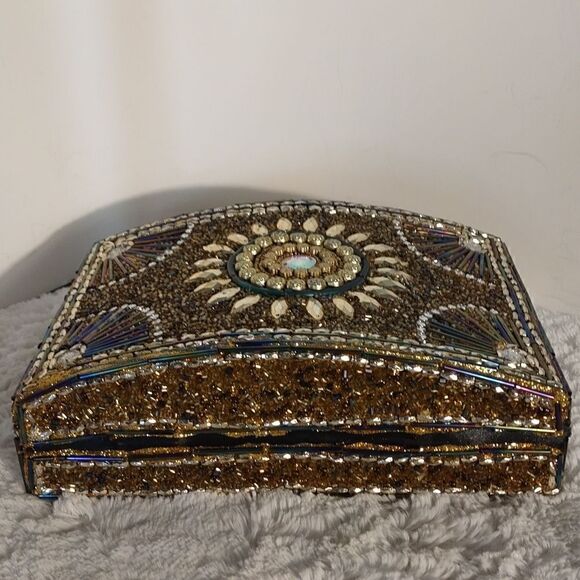 Beaded Iridescent Wood Box  - Picture 3 of 9